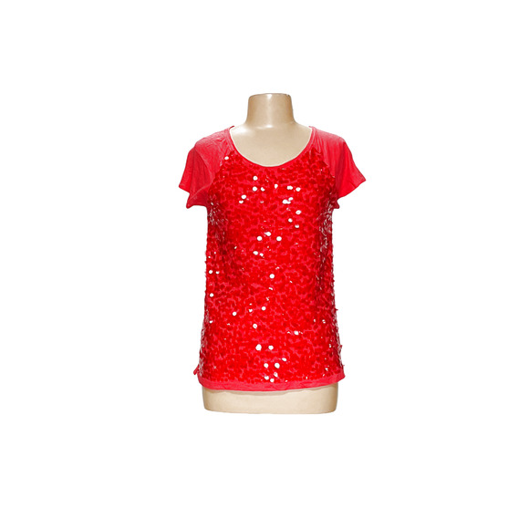 LOFT Pink Sequin Blouse - Women's Medium - Picture 1 of 4